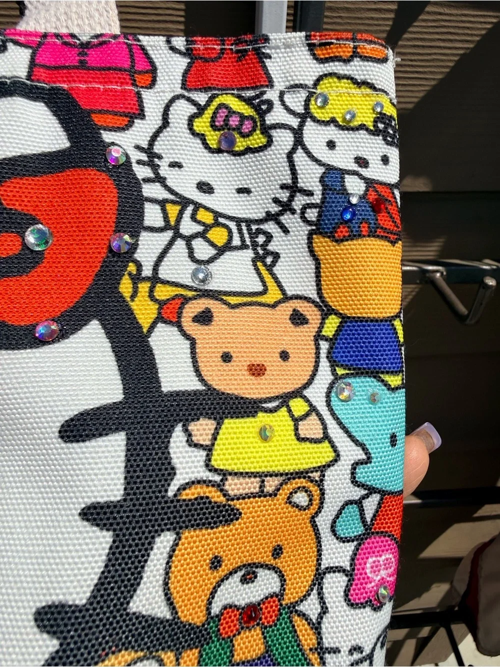 Hello Kitty Colorful Character Canvas Tote - White, Red, Pink, Yellow, Blue